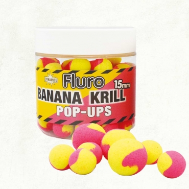 Dynamite Baits Fluro Two Tone 15mm Pop-Ups Krill & Banana